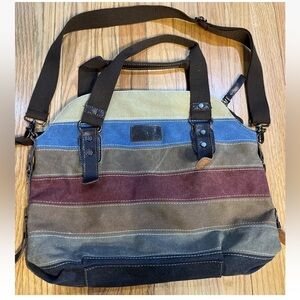 DHH Large Earth Tone striped Canvas Bag